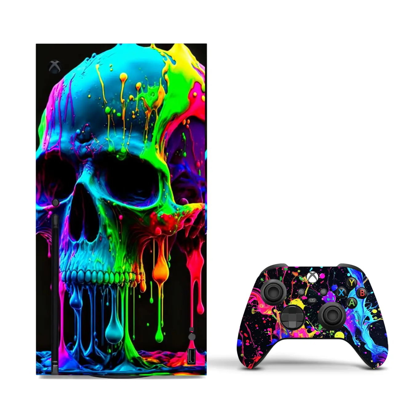 Neon Skull Vinyl Wrap Skin Compatible with X-Box Series X