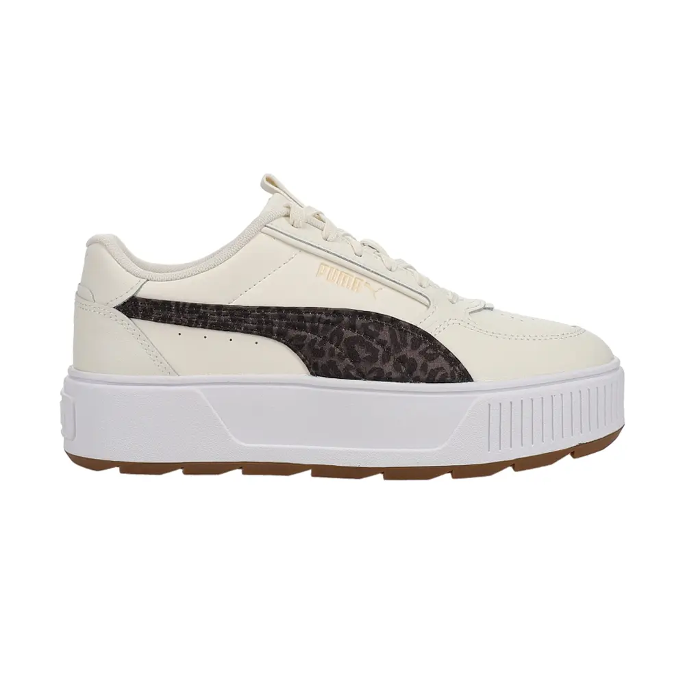 PUMA Womens Karmen Rebelle Satin Perforated Platform Sneakers Shoes Casual - Beige