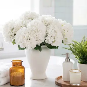 10 Pcs Artificial Hydrangea Flowers Silk Bouquets, UV Resistant Faux Hydrangeas for Table Centerpieces, Wedding, Party, Baby Shower & Home Outdoor Decor, Artificial Flower Plant
