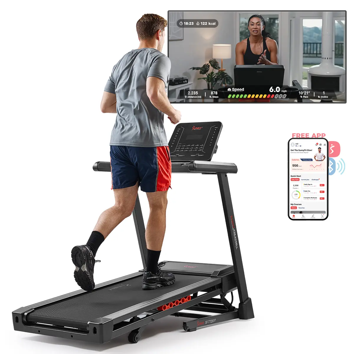 Sunny Health & Fitness Excel Smart Incline/Decline 20” Deck Treadmill Sunny Health & Fitness Excel Smart Incline/Decline 20” Deck Treadmill