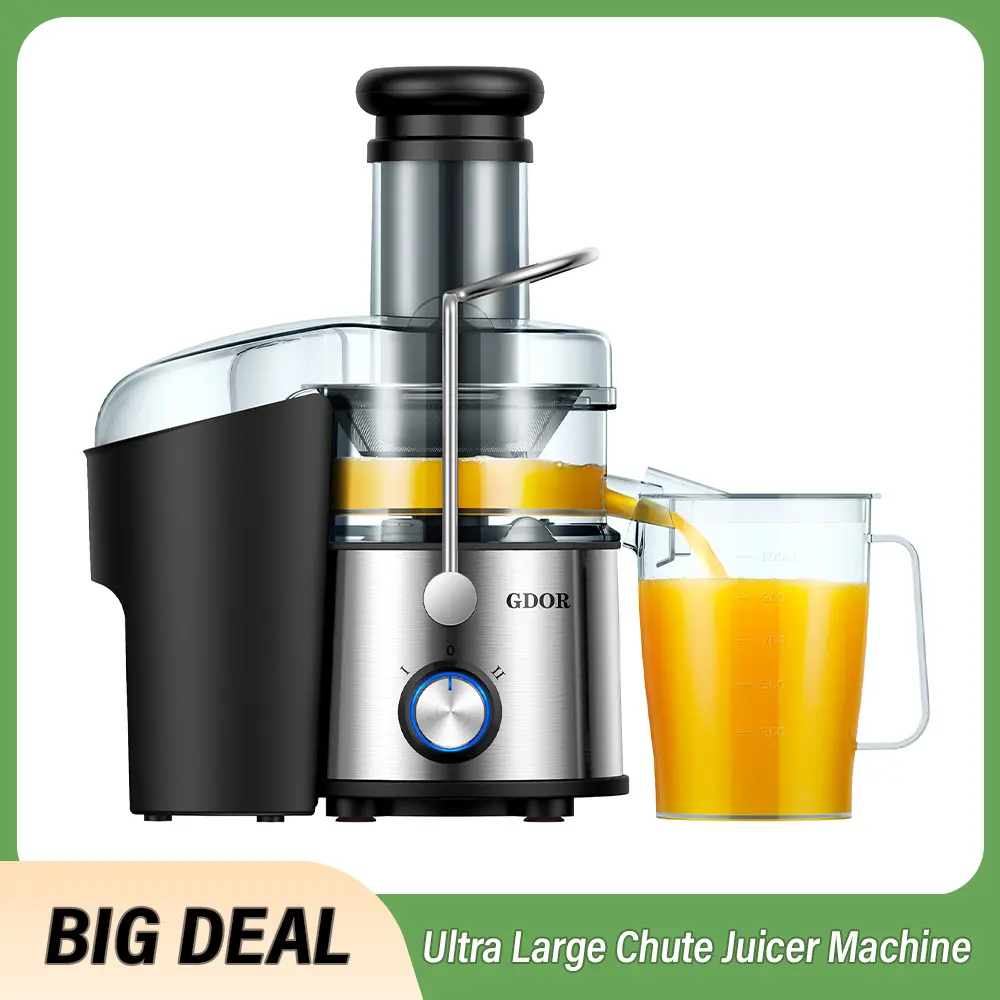 GDOR 1200W Juicer Machines with Titanium Enhanced Cut Disc, Larger 3” Feed Chute Juicer for Whole Fruits and Vegetables, Centrifugal Juicer with 40 oz