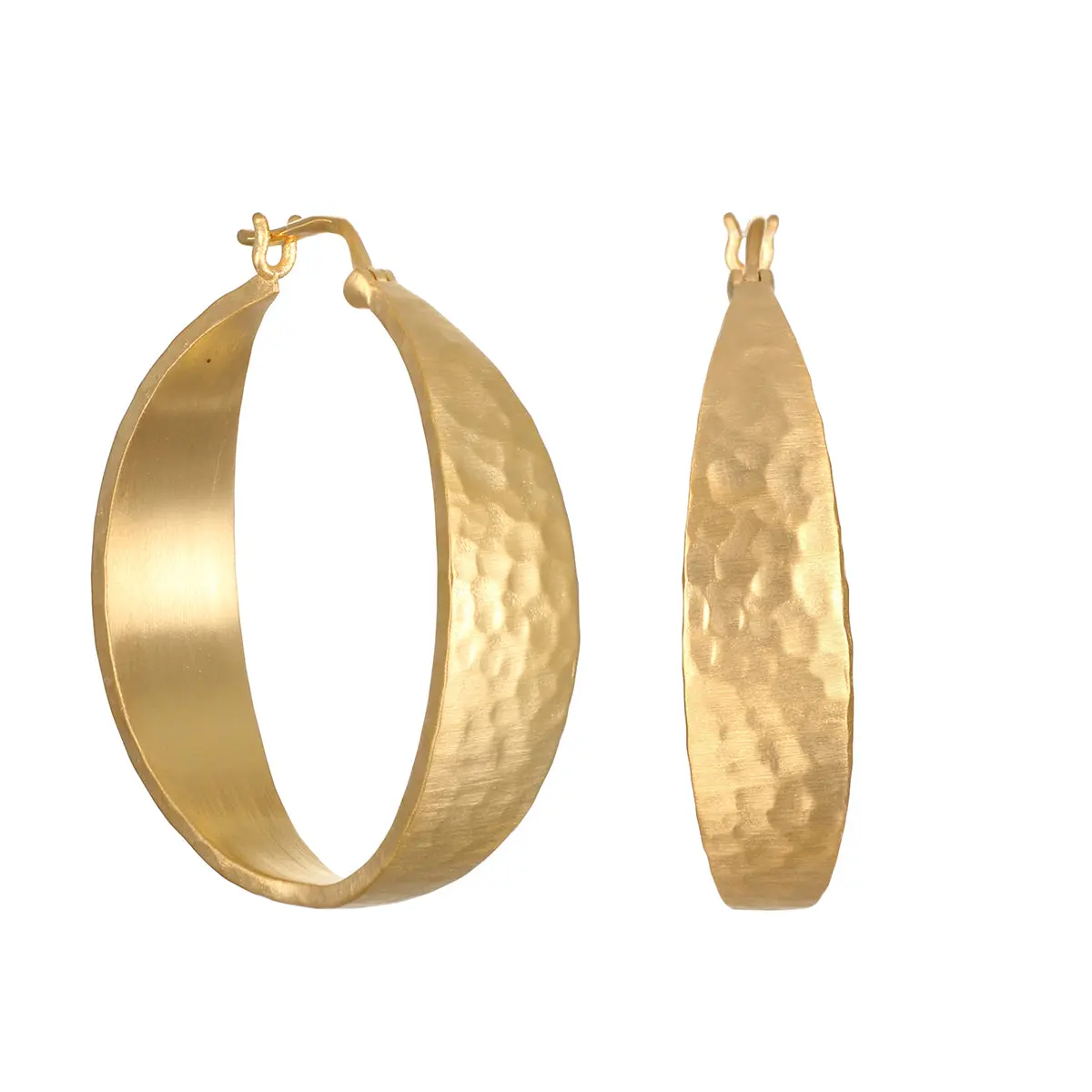 Unisex Adults' 29mm Hammered Hoop Earrings, Daily Personal Platinum & Carat Gold Jewelry Accessory, Hammered Gold, Satya Jewelry, No Warning Applicable, Yes, Brass, Eg0237, Ethnic Platinum & Carat Gold Earrings