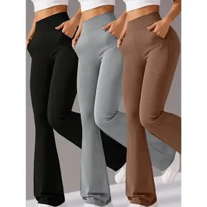 3-Pack Women'S High Waist Flared Leggings, 3 Colors of Yoga Sports Pants, Suitable for Spring, Summer And Autumn Casual Fitting Leggings, Tummy And Breathable Gym Tights Clothes