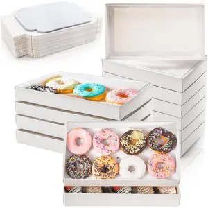 50 Pack Cookies Boxes with Full Clear Window, 9.5 x 6 x 1.25 Inch Pastry Bakery Box, Macaron  Packaging Boxes for Wedding, Party, Take Out Container for , Donuts, Muffin, Dessert