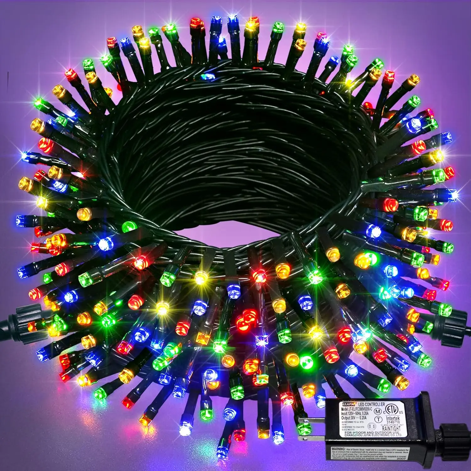 JMEXSUSS 8 Modes Christmas Tree Lights, LED Multicolor Christmas Lights Indoor String Lights Outdoor Waterproof Christmas Decoration Expandable Switch