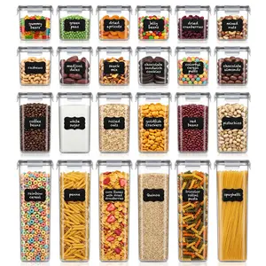 FRESHWARE 48-Piece Silicone Reusable Airtight Food Containers Set - BPA-Free Kitchen Supplies with Lids, Resealable & Spill-Proof, for Cereal & Dry Food, Includes Labels, Marker, Measuring Spoons