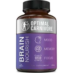 Lions Mane Mushroom Supplement & Beef Brain, Powerful Nootropics Brain Support Supplement, Brain Supplements for Memory and Focus, 180 Capsules