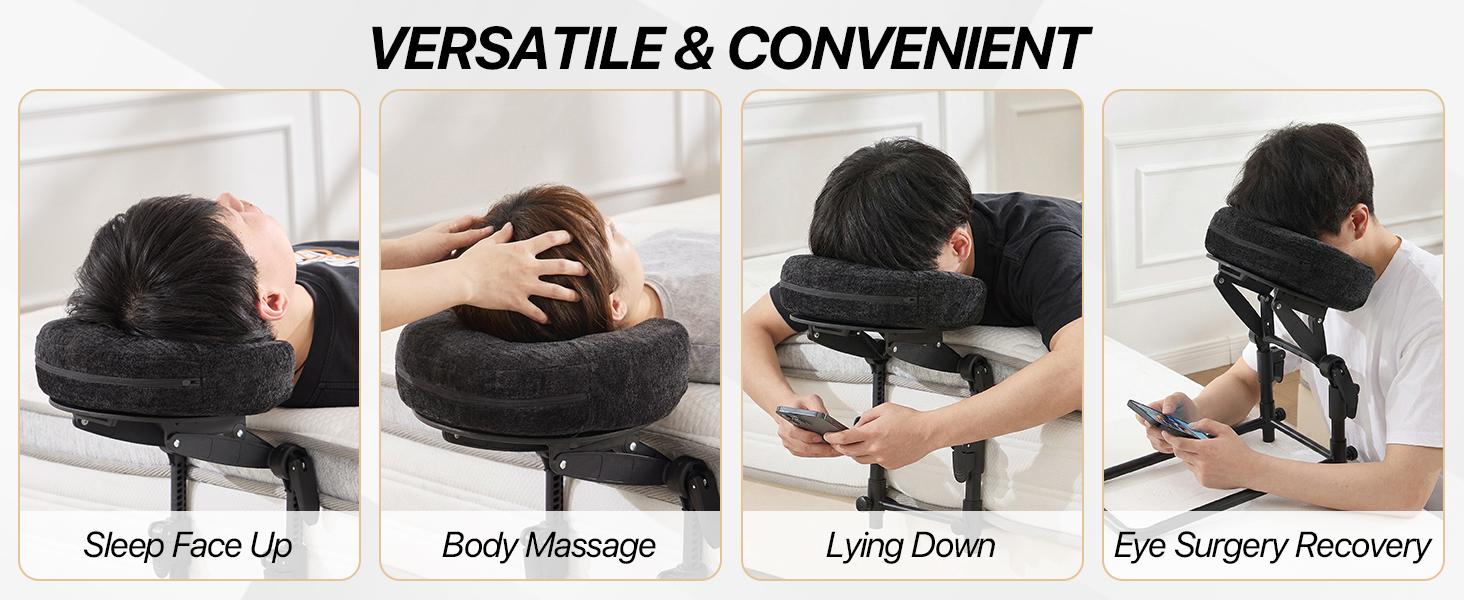 KCC Adjustable Massage Face Cradle for Bed, Home Massage Kit for Sleeping Mattress,Portable Massage headrest with Memory Foam Pillow,Head Rest Support-Eye Surgery Recovery