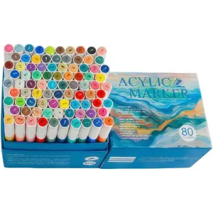 80 Colors   Markers Brush Tip for Christmas Decorations  Rock Fabric Ceramic,Marker Art Pens for Christmas Halloween Birthday Party DIY Drawing Coloring Markers for Adults