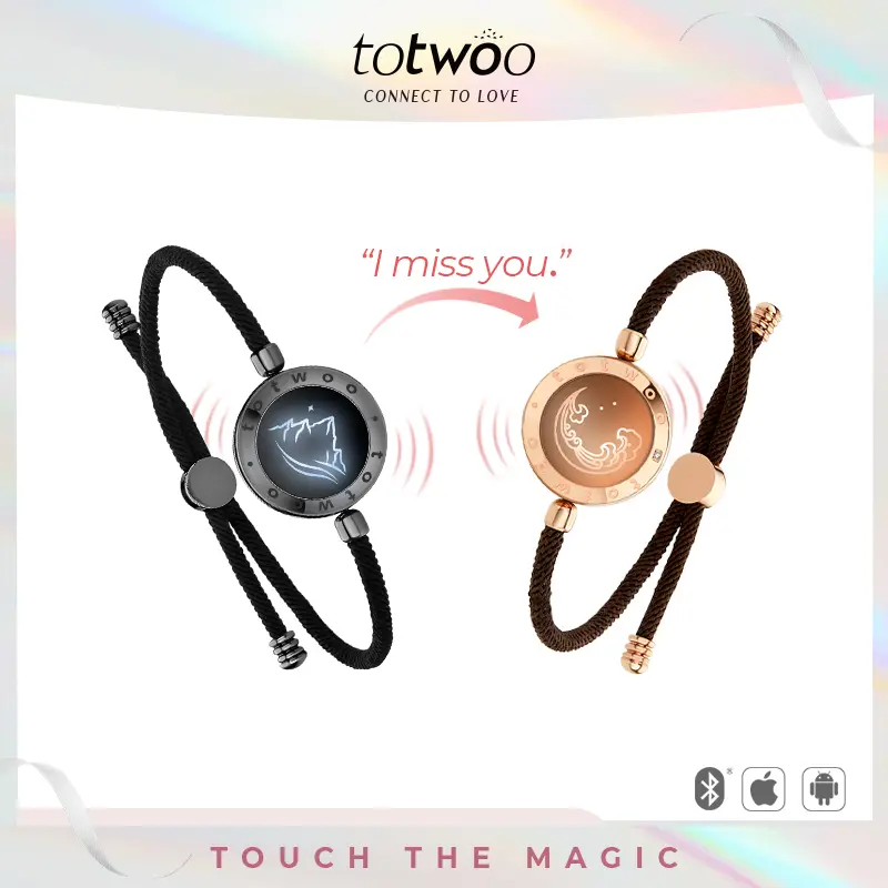 totwoo Bangles for Couples, Mountain&Sea Minimalist Smart Long-Distance Touch Set, A Gift of Connection & Thoughtful Gifts for Your Girlfriend, Jewelry Gifts, Gifts For Boyfriend