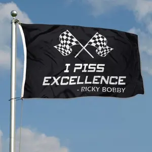 Three-sided single-stitched edging, Ricky Bobby checkered racing flag - "I pee gracefully" design, durable fabric with brass rings, suitable for outdoor garden displays, car enthusiast gear, and racing fan decorations |   Solid color patterned flag