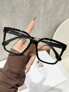 Women's Large Frame Simple Designer Fashion Y2K Bohemian Versatile Square Frame Glasses, Stylish Eyewear for Everyday Use, Trendy Accessory, Square Frame Eyeglasses
