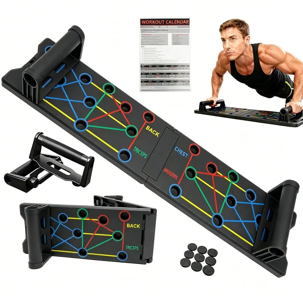 Foldable Ergonomic Push Up Stand Board with Multi-Angle Positions, Foam Grips for Floor Training