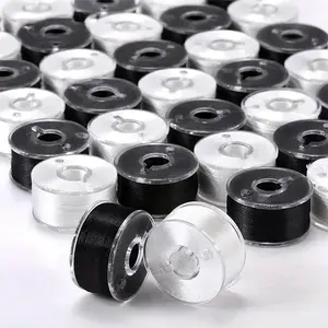 Set of Sewing Machine Bobbins - 25/36 Pack, Durable Threads in Black & White for Crafting and Sewing Projects