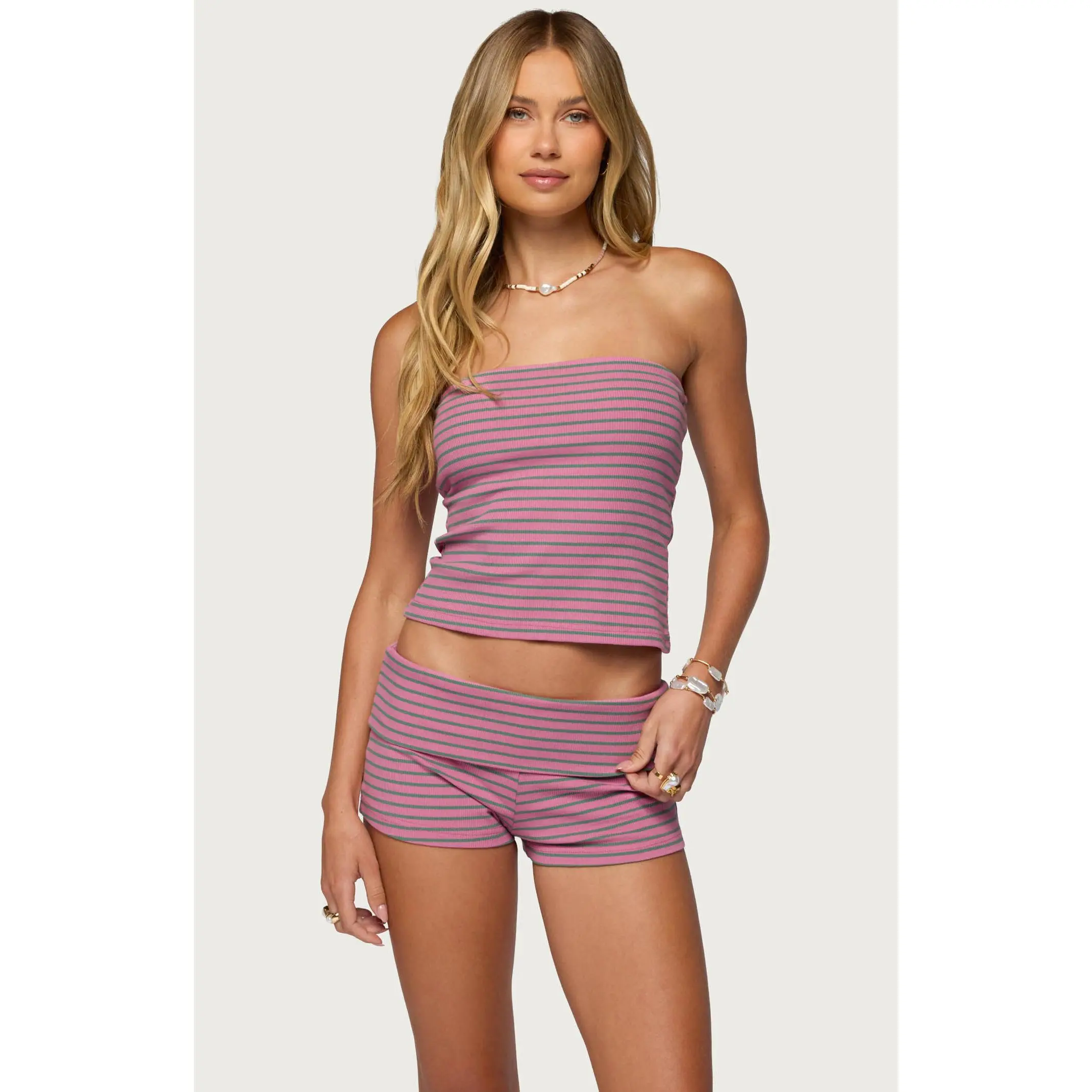 Edikted Women's Monikah Striped Built In Bra Tube Top