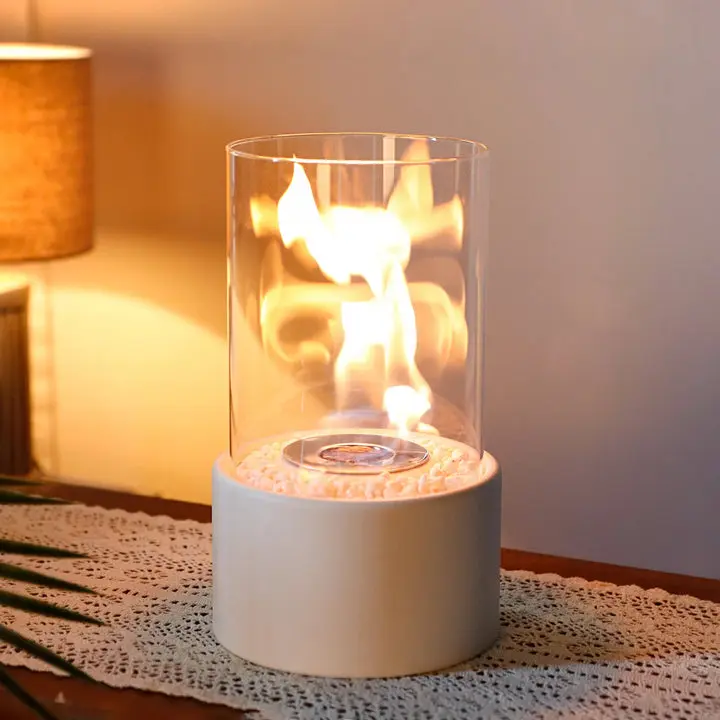 10.5" H Tabletop Fire Bowl Pot Fireplace Modern Design Bio Ethanol Ventless Real Flame Decorative Functional Piece for Any Room