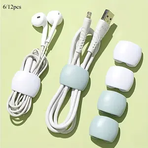 6/12pcs Mix And Match New Cable Storage Organizer, Data Cable Storage Buckle, Travel Data Cable Hub, Earphone Charging Cable Winding Storage Buckle, Simple Multi-Functional Winding Buckle, Wire