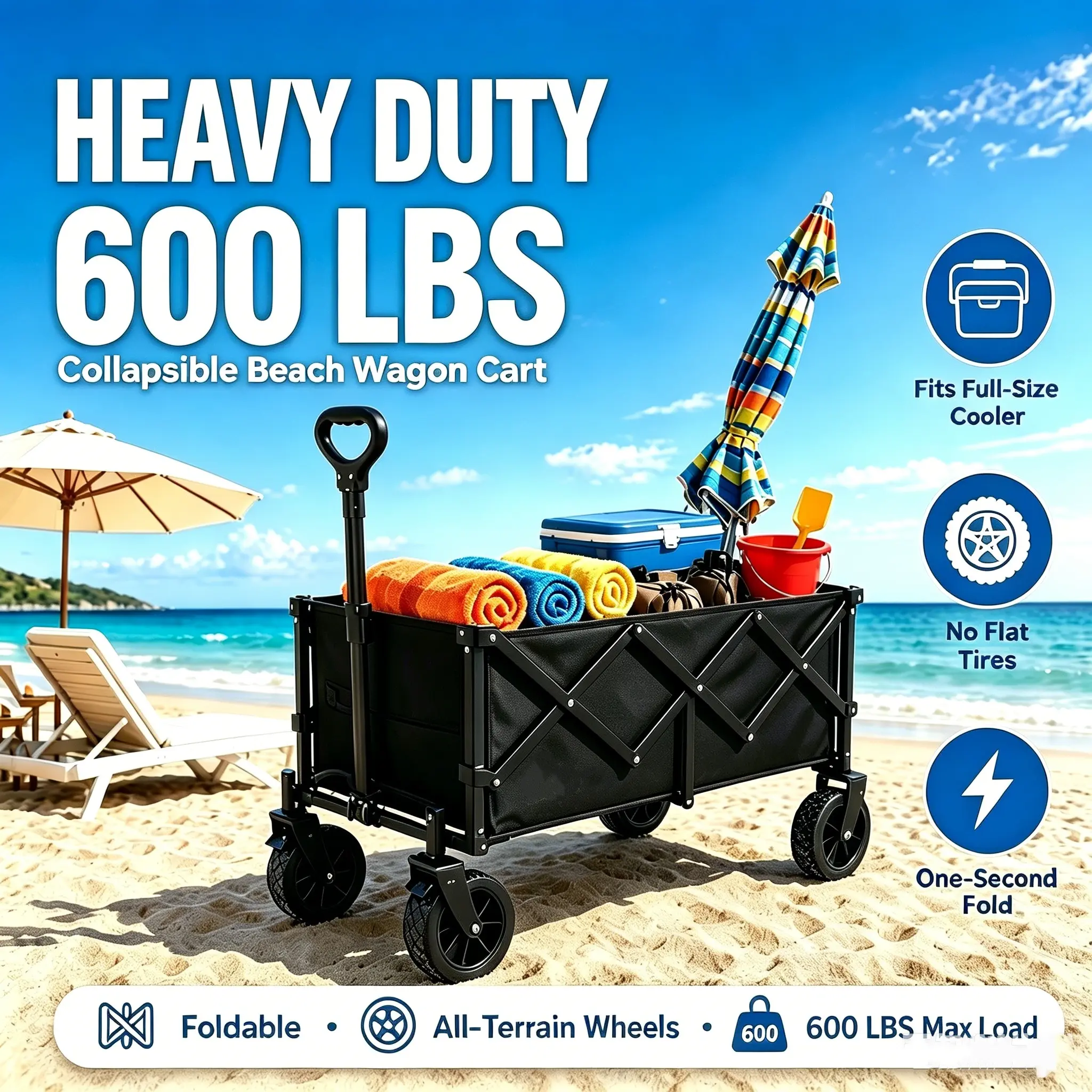 600lb Heavy-duty Folding Stroller With Swivel Wheels, All-terrain Multi-functional Stroller, Suitable For Patios, Gardens, Camping, And Multiple Pets, With 4 Swivel Wheels And A Large-capacity Oxford Cloth Storage Bag