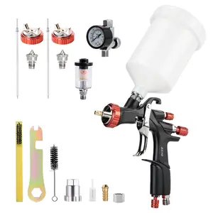 AEROPRO TOOLS A610 LVLP Air Spray Gun with 1.3/1.5/1.7mm Nozzles - Professional Automotive Paint Gun for Car Painting, Furniture Refinishing, House Painting, Varnish, Top Coat & DIY Projects