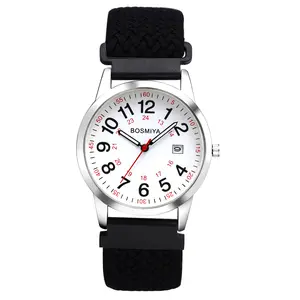 Unisex Braided Elastic Watch: 24-Hour Format Easy-to-Read Calendar Dial Quartz Wristwatch