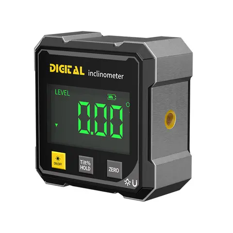 4-Side Magnetic Digital Angle Gauge Cube - Rechargeable Backlit LCD Inclinometer, Laser Angle Finder, Table Saw Miter Protractor for Woodworking, Gauge Electronic Levels Hardware Tool