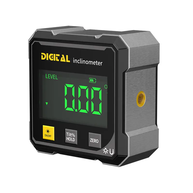4-Side Magnetic Digital Angle Gauge Cube - Rechargeable Backlit LCD Inclinometer, Laser Angle Finder, Table Saw Miter Protractor for Woodworking, Gauge Electronic Levels Hardware Tool