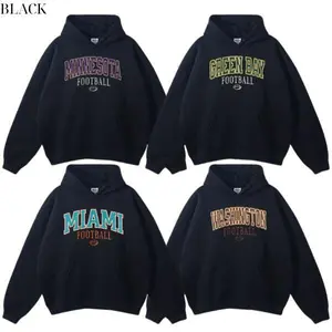 Vintage All Team Football Hoodie BLACK, Vintage 90s Game Day Pullover, Football Teams Collection, Classic Collegiate Lettering, Sunday Kickoff Streetwear, Unisex All Team Football Merch Essentials For Game Day, Universal Fit, Fans Gift Apparel