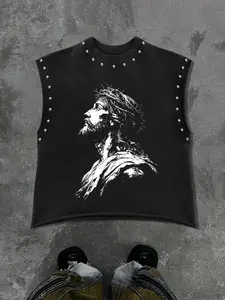 Men's Trendy Graphic Print Vest, Gym Running Machine Design, Summer Fitness Clothing, Sleeveless Sports Vest, Ideal for Workouts & Daily Wear