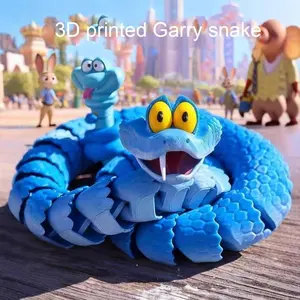 3D Printed Gary Snake Full Body Jointed Action Figure, Articulated Figures, Cartoon Collectible Toy, Perfect Gift for Christmas, Ideal for Collection
