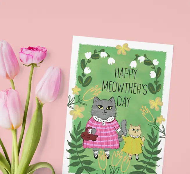 Happy Meowther's Day 5"x7" Greeting Card Happy Meowther's Day 5"x7" Greeting Card