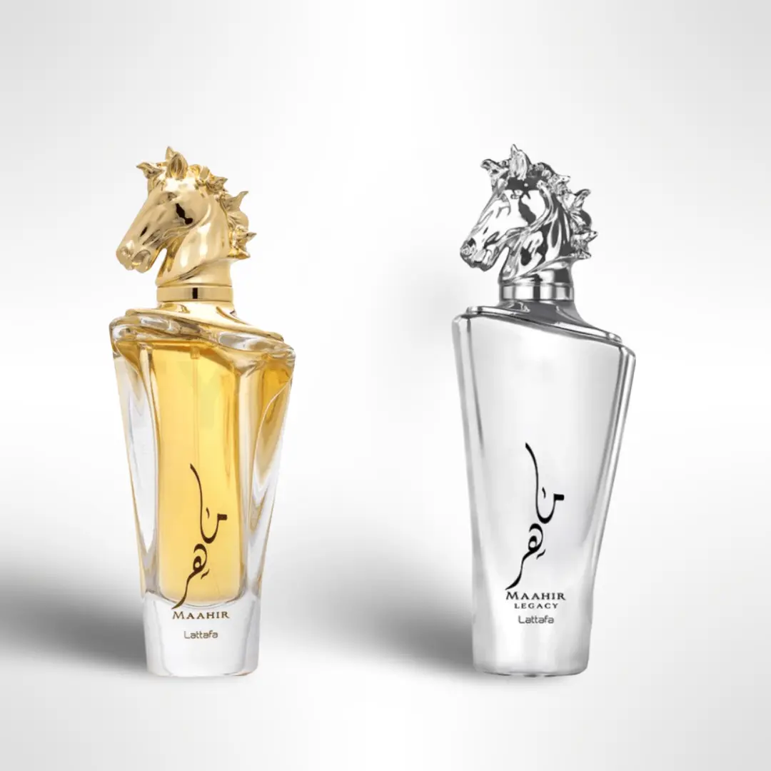 Lattafa Maahir Gold + Silver Eau de Parfum Bundle - 100ml (3.4 fl oz) Each, Unisex Oriental Longlasting Bundle Fragrance Duo with Gourmand Vanilla, Fragrance Oud, Blueberry, Saffron Notes, Bold Elegant Scents