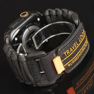 Handmade Braided Paracord Strap for Apple Watch Ultra 49mm-40mm, Outdoor Sports Nylon Band for Iwatch Series 11/10/9/8/7/se/6/5/4/3/2