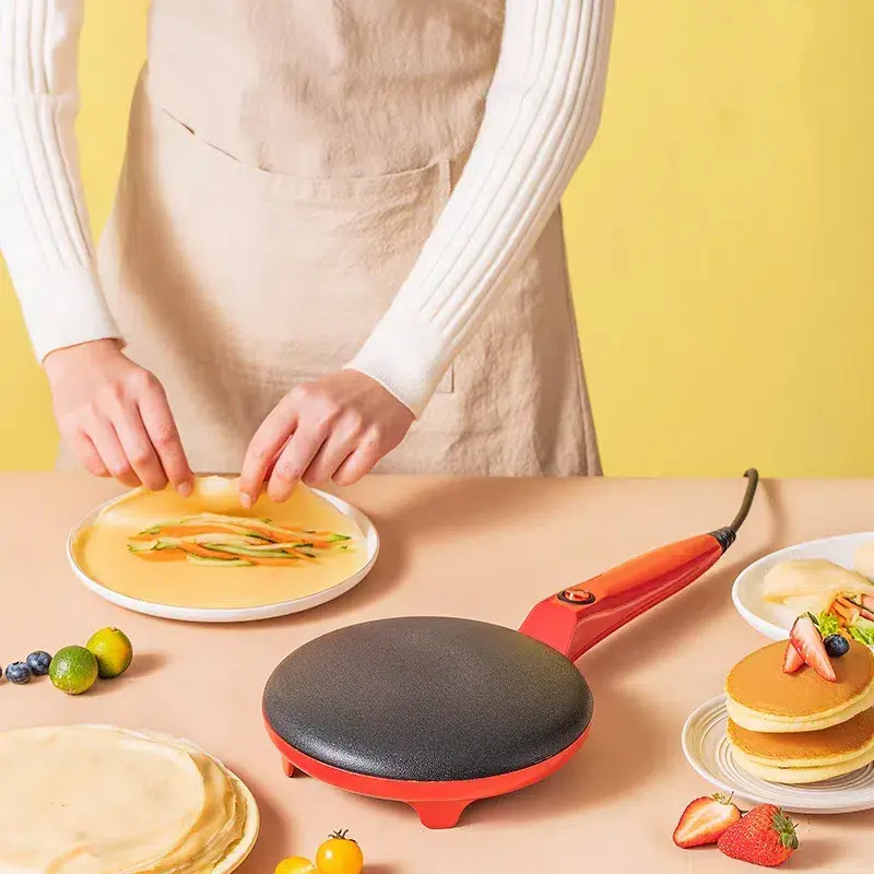CNCEST Non-Stick Crepe Making Machine - 8 in Round Plate, 550W Power Home Kitchen Appliance, Tortilla & Pancake Maker with 1*Batter Tray and Egg Beater for Home Use