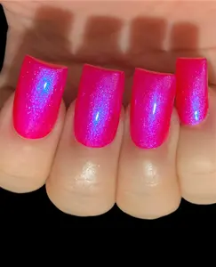 Flash N Glow - Neon Hot Pink Reddish Blue "NEON Glow Pop Collection" MultiColor Shifting: Mylar Oil Slick / Polish Me Silly Nail Polish