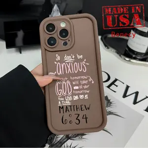 TPU Phone Case for iPhone 15 16 14 Pro Max 13 12 11 XR XS Plus E Christian Bible Verse Pattern Drop Protection Shockproof Soft Silicone Smartphone Cover Casing