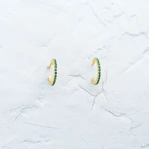 Emerald Green Open Hoop Earrings