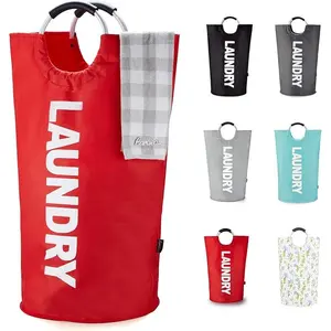 115L Laundry Basket Waterproof Laundry Hamper Laundry Bag With Padded Handles Clothes Hamper Stands Up Well Collapsible Laundry Basket