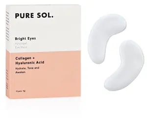 PURE SOL. Bright Eyes Collagen Hydrogel Eye Mask with Hyaluronic Acid - 12 Pairs for Hydrating, Toning & Refreshing Tired Eyes