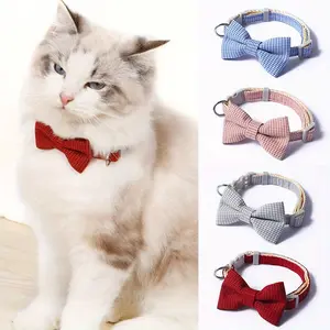 Adjustable Checkered Cat Collar with Bow, Stylish Pet Accessory for Cats, Comfortable Design for Daily Use, Perfect Gift for Cat Lovers