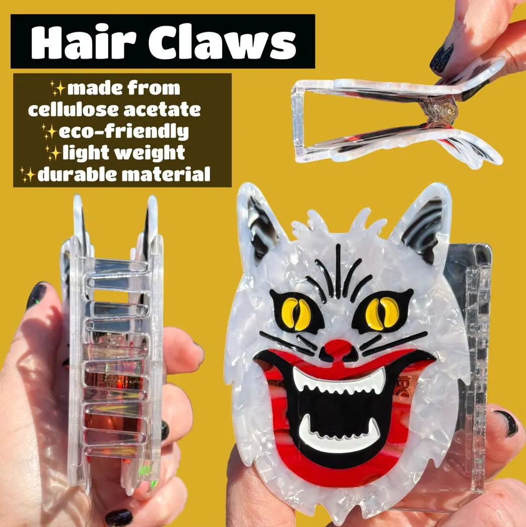 Unisex Multi-Size Hair Claws - Spooky Theme, Character Shapes, 2 Inches, 4" Witch Nugget, Frank Nugget, Pink Christmas Tree Pop Culture Hair Accessories for Halloween, Christmas