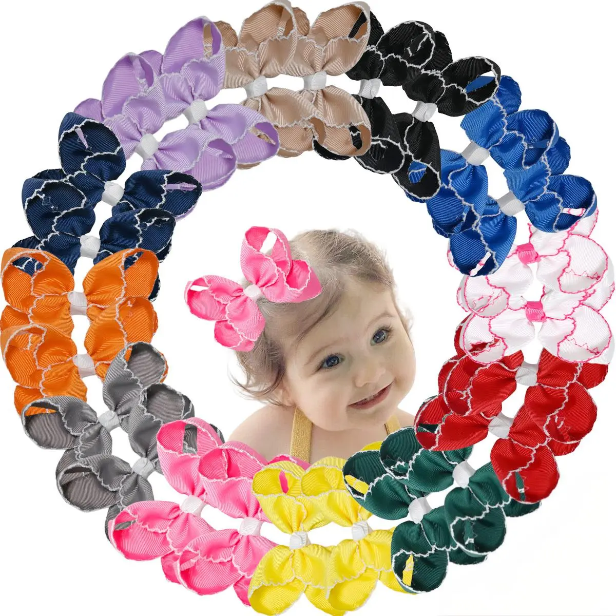 Summervibes JoyBowie  Grosgrain Ribbon Bow Alligator Clips, Cute Bubble Lace Hair Accessories for Girls Handmade High Quality Material Sturdy Salon Clips