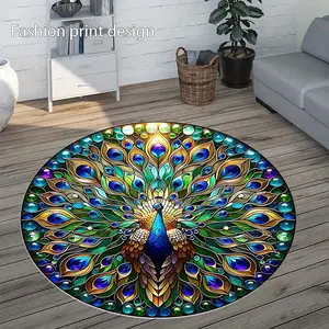 1 peacock floor mat, Decorative rug, suitable for bedroom bedside decoration, living room home decoration, balcony decoration, hotel decoration, New Year holiday decoration, Valentine's Day decoration