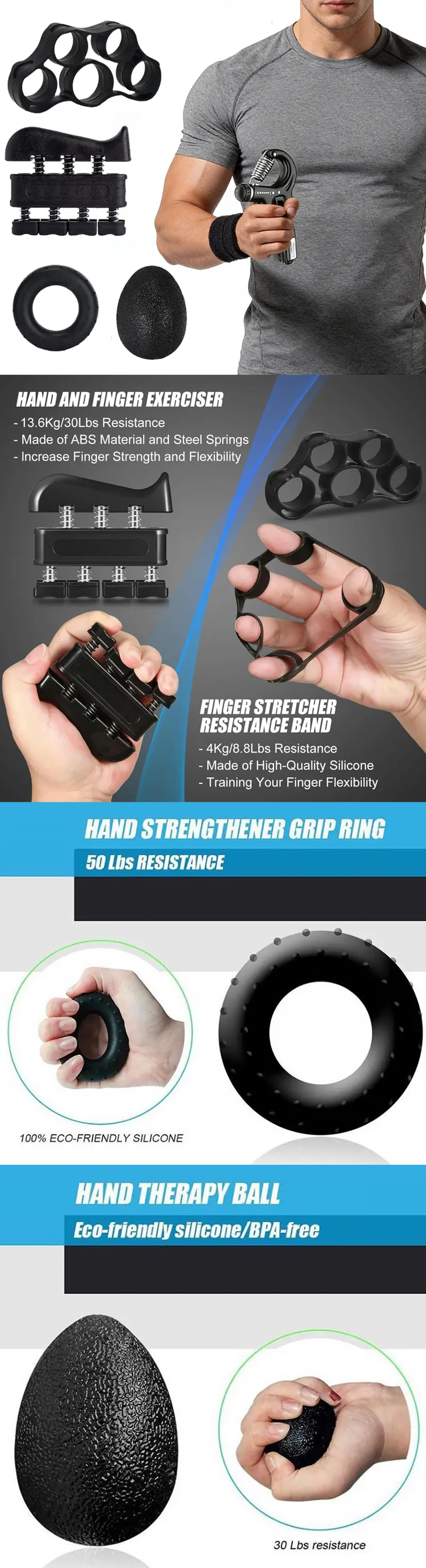 On-the-Go Grip Strengthener Adjustable Hand Trainer for Anytime Forearm Workouts with Resistance and Multiple Accessories for Travel Enthusiasts