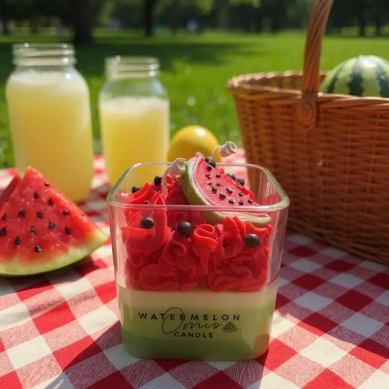 Watermelon Sugar Candle Vibrant Watermelon Scented Candle for Picnic & Outdoor Use Perfect for Summer Freshness Smells Amazing