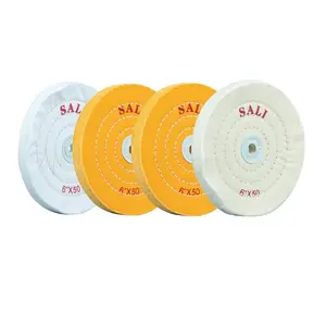 SALI 4 Pack Polishing Wheel for Bench Buffing Wheel 6 Inch 2 Yellow Cotton 1 White Cotton 1 White Cotton (50 Ply) for Buffer Polisher Pad 1/2'' Arbor Hole