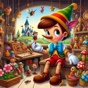 5D DIY Full Drill Round Diamond Painting - Diamond Art Kit Pinocchio Doll Mosaic, Canvas - DIY Decorative Painting, Home Wall Decor, Perfect for Halloween, Christmas, Independence Day, Birthdays, and Anniversary Gifts, Diamond Painting Kits