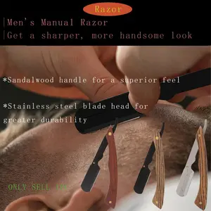 Straight Razors for Men, Straight Edge Razor, Single Edge Replacement Blades, Stainless Steel and sandalwood, Barber Razor for Men's Shaving, Barber Shaving Knife