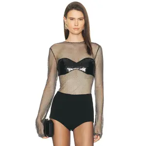 Rahul Mishra Mesh Leotard in Black
