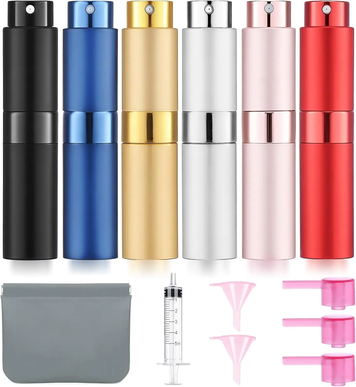 Empty Perfume Atomizer Travel Spray Bottles, 6-Pack 8ML Cologne Refillable Bottles for Beauty & Personal Care Travel Use