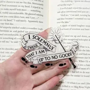 Magnetic Phone Grip Magic Spell Quote Magneticphonegrips – Up To No Good Scroll Design, Wizard School Aesthetic Kindleholder, Funny Reader Gift for Potterhead